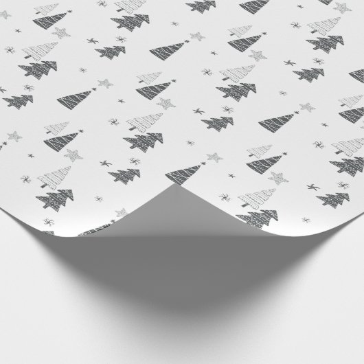 ミニマリストシンプルクリスマスの手描きツリーの星 ラッピングペーパー (角)