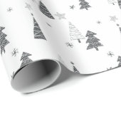 ミニマリストシンプルクリスマスの手描きツリーの星 ラッピングペーパー (ロールコーナー)
