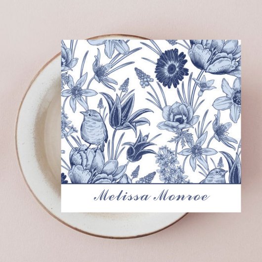 ミニマリストシンプルクリーンフローラタイポグラフィ スクエア名刺