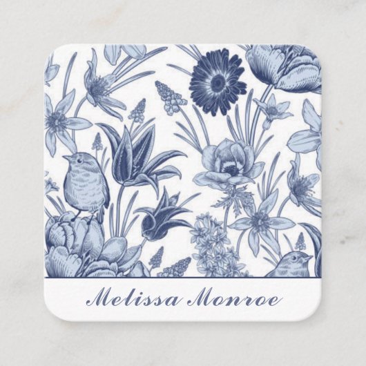 ミニマリストシンプルクリーンフローラタイポグラフィ スクエア名刺 (正面)