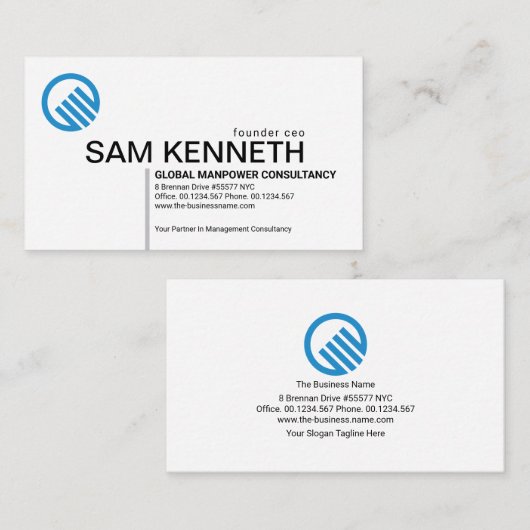 ミニマリストシンプルグレーライン起業家起動 名刺 (正面/裏面)