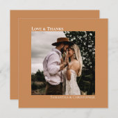 ミニマリストシンプルゴールデン結婚タンの写真の愛と サンキューカード (正面/裏面)