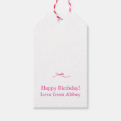 ミニマリストシンプルシックなホットピンクボウ ギフトタグ (正面)