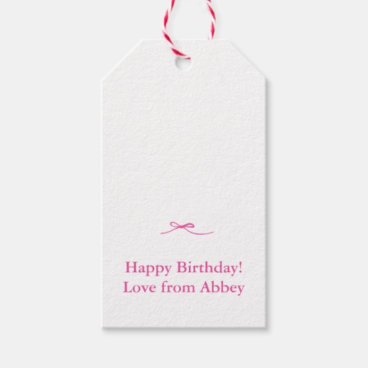 ミニマリストシンプルシックなホットピンクボウ ギフトタグ (正面)