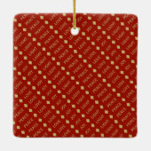 ミニマリストシンプルジョイCHRISTMAS HOLIDAYフォトレッド セラミックオーナメント (裏面)