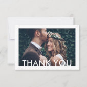 ミニマリストシンプルデコタイポグラフィ2結婚写真 サンキューカード (正面)