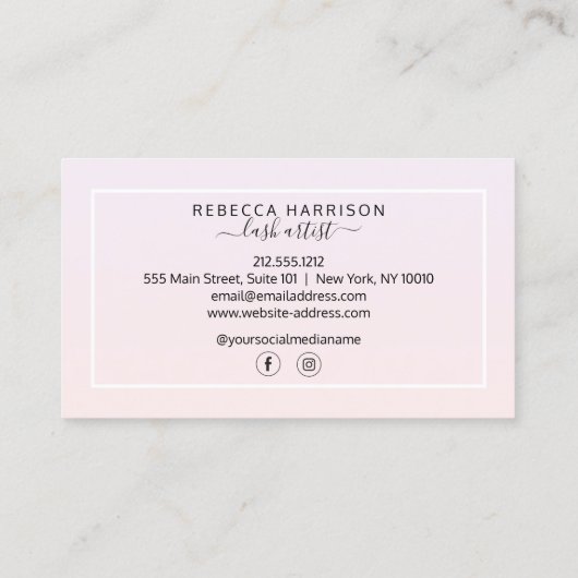 ミニマリストシンプルピンクレインボーラッシュ文字 名刺 (裏面)