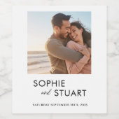 ミニマリストシンプルフォトタイポグラフィ結婚ズ ワインラベル (シングルラベル)