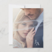 ミニマリストシンプルブラックのスクリプ結婚ト写真 サンキューカード (裏面)