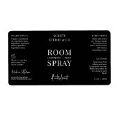 ミニマリストシンプルブラックボトルルームスプレー製品 ラベル (正面)