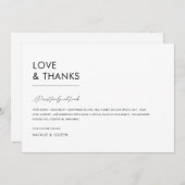 ミニマリストシンプルブラック&ホワユニークイト結婚ズ サンキューカード (正面/裏面)