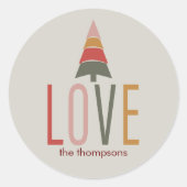 ミニマリストシンプルボホー温自然度カラークリスマス ラウンドシール (正面)