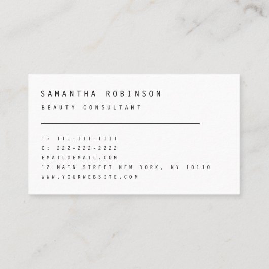 ミニマリストシンプルモノグラムモダンビジネスカード 名刺 (裏面)