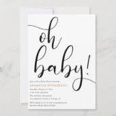 ミニマリストシンプル金ゴールドフォイル白黒ベビー 招待状 (正面)