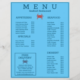 ミニマリストシーフードガニグリルレストランメニューD チラシ