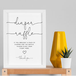 ミニマリストジェンダー赤ちゃんシャワーおむつラッフルサイン ポスター