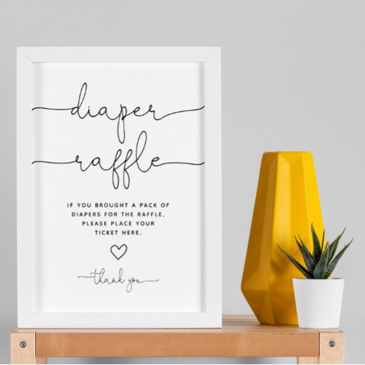 ミニマリストジェンダー赤ちゃんシャワーおむつラッフルサイン ポスター