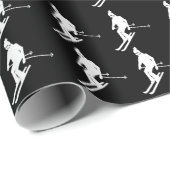 ミニマリストジオメトリスキーヤーズウィンター白黒 ラッピングペーパー (ロールコーナー)