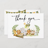 ミニマリストジャングルパーティーベビーシャワーサンキューカード サンキューカード (正面/裏面)