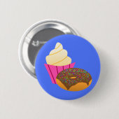 ミニマリストスイーツ – カップケーキとドーナツ漫画 缶バッジ (正面&裏面)