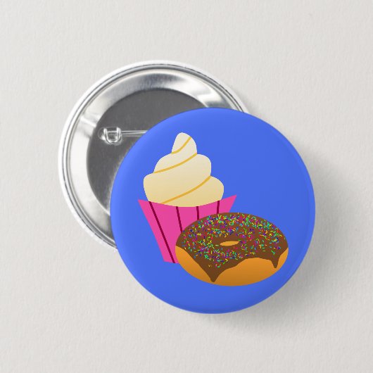 ミニマリストスイーツ – カップケーキとドーナツ漫画 缶バッジ (正面&裏面)