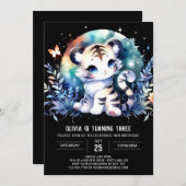 ミニマリストスウィートタイガー誕生日 招待状 (正面/裏面)