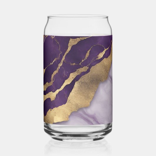 ミニマリストスカンジナビアのシック薄紫パープルマーブル ガラス缶 (正面)