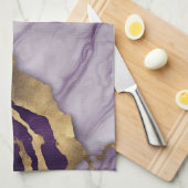 ミニマリストスカンジナビアのシック薄紫パープルマーブル キッチンタオル (四つ折り)