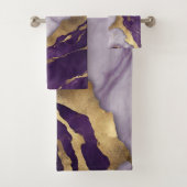 ミニマリストスカンジナビアのシック薄紫パープルマーブル バスタオルセット (インサイチュ)