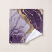 ミニマリストスカンジナビアのシック薄紫パープルマーブル バスタオルセット (ウォッシュタオル)