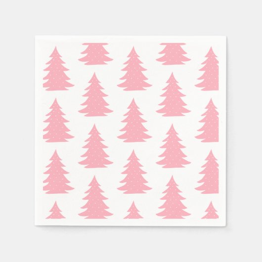 ミニマリストスカンジナビアフォークピンククリスマスツリー スタンダードカクテルナプキン (正面)