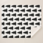 ミニマリストスカンジナビアフォークブラッククリスマスツリー シェルパブランケット (正面(横))