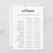 ミニマリストスキャタゴリーブライダルシャワーゲームカード 招待状 (正面)