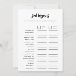 ミニマリストスキャタゴリーブライダルシャワーゲームカード 招待状