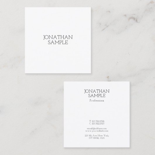 ミニマリストスクエアデザインモダンラグジュアリーテイスティー スクエア名刺 (正面/裏面)