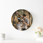 ミニマリストスクエアフォトラブリーカップル大時計 ラージ壁時計 (ホーム)