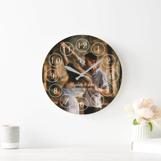 ミニマリストスクエアフォトラブリーカップル大時計 ラージ壁時計 (ホーム)