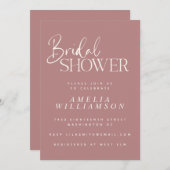 ミニマリストスクモダンリスティックバラブライダルシャワー 招待状 (正面/裏面)