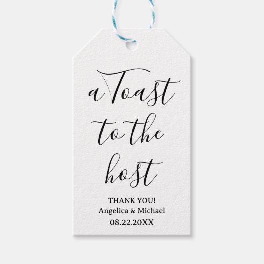ミニマリストスクリップホステスサンキューワインボトルラベル ギフトタグ (正面)