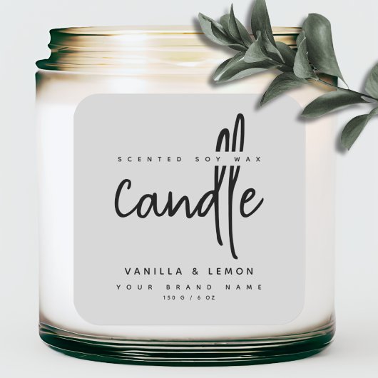 ミニマリストスクリプトの灰色の製品ラベルステッカー スクエアシール