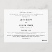 ミニマリストスクリプトの縮小結婚式招待状 ポストカード (裏面)