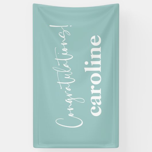 ミニマリストスクリプトアクアブルーカスタムおめでとう 横断幕 (縦)