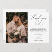 ミニマリストスクリプトエレガントな結婚式 サンキューカード (正面/裏面)