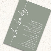 ミニマリストスクリプトガールまたはボーイセージオベイビーシャワー 招待状