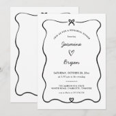 ミニマリストスクリプトキュートハートボーリハーサルディナー 招待状 (正面/裏面)