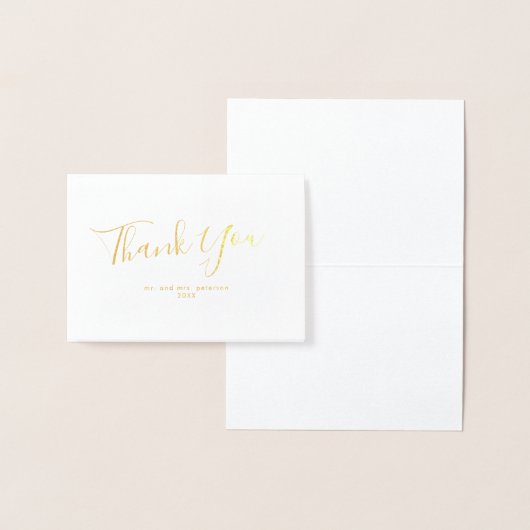 ミニマリストスクリプトゴールドフォイル結婚ミニの感謝 箔カード (ディスプレー)