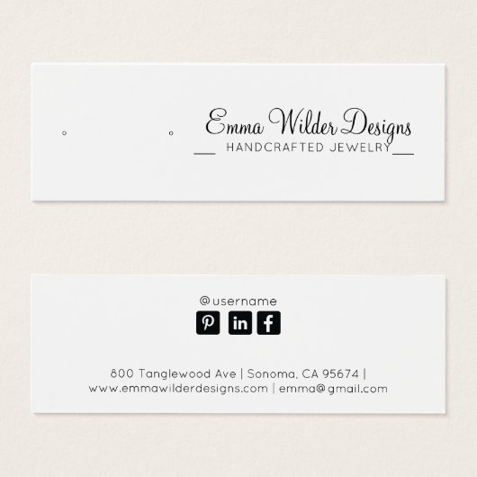 ミニマリストスクリプトスタッドイヤリングディスプレイカード (正面&裏面)