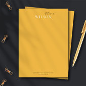 ミニマリストスクリプトタイポグラフィマスタードイエロー ノートカード