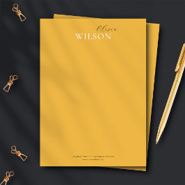 ミニマリストスクリプトタイポグラフィマスタードイエロー ノートカード