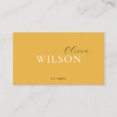 ミニマリストスクリプトタイポグラフィマスタードイエロー 名刺 (正面)